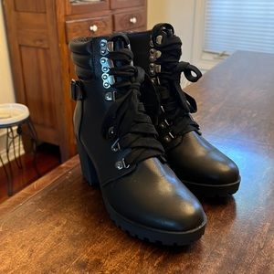 Steve Madden Lace Up Heeled Combat Boots